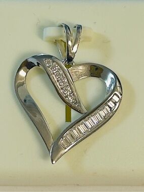 Moissanite and sterling Silver Heart Pendant  - Women's Jewelry